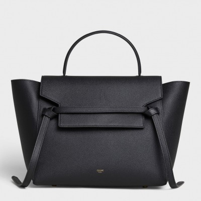 Celine Belt Mini Bag In Black Grained Calfskin CCBS24016