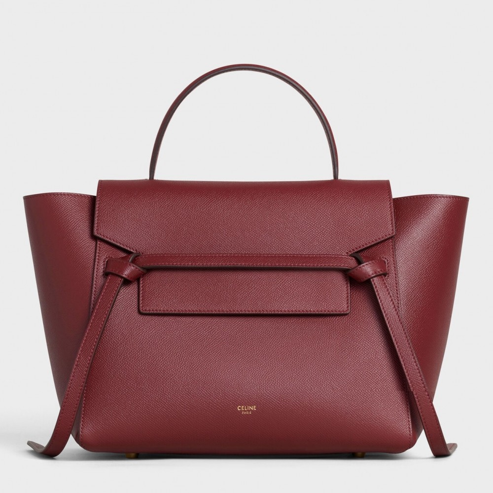 Celine Belt Mini Bag In Bordeaux Grained Calfskin CCBS24017