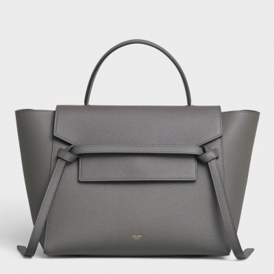 Celine Belt Mini Bag In Grey Grained Calfskin CCBS24018