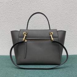 Celine Belt Mini Bag In Grey Grained Calfskin CCBS24018