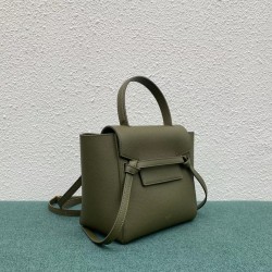 Celine Belt Nano Bag In Army Green Grained Calfskin CCBS24022