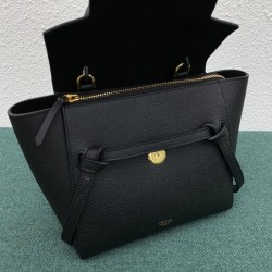 Celine Belt Nano Bag In Black Grained Calfskin CCBS24023