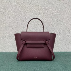 Celine Belt Nano Bag In Bordeaux Grained Calfskin CCBS24024