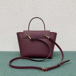 Celine Belt Nano Bag In Bordeaux Grained Calfskin CCBS24024