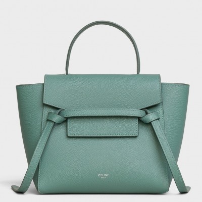 Celine Belt Nano Bag In Celadon Grained Calfskin CCBS24025