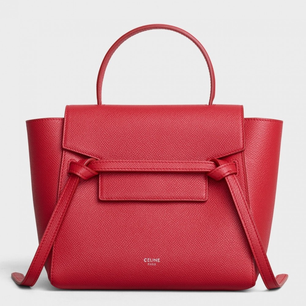 Celine Belt Nano Bag In Red Grained Calfskin CCBS24033