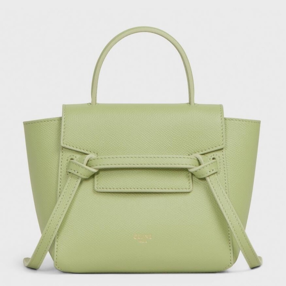 Celine Belt Nano Bag In Sage Grained Calfskin CCBS24034