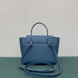 Celine Belt Nano Bag In Slate Blue Grained Calfskin CCBS24035