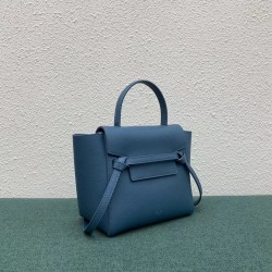 Celine Belt Nano Bag In Slate Blue Grained Calfskin CCBS24035