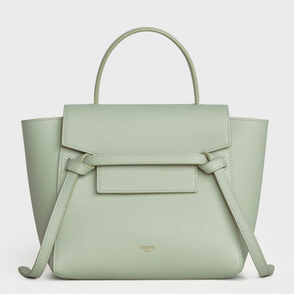 Celine Belt Nano Bag In Vert D'eau Grained Calfskin CCBS24036