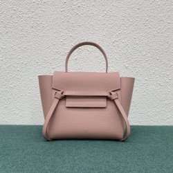 Celine Belt Nano Bag In Vintage Pink Grained Calfskin CCBS24037