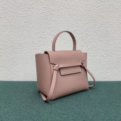 Celine Belt Nano Bag In Vintage Pink Grained Calfskin CCBS24037