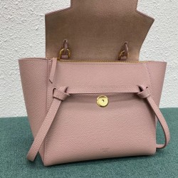 Celine Belt Nano Bag In Vintage Pink Grained Calfskin CCBS24037