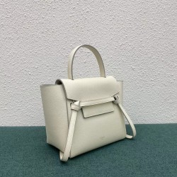 Celine Belt Nano Bag In White Grained Calfskin CCBS24038