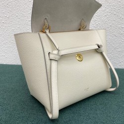 Celine Belt Nano Bag In White Grained Calfskin CCBS24038