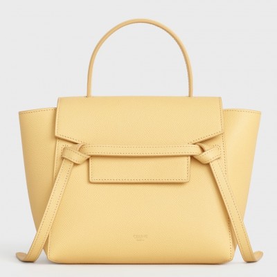 Celine Belt Nano Bag In Yellow Grained Calfskin CCBS24039