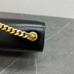 Celine Besace Clea Chain Bag in Black Shiny Calfskin CCBS24044