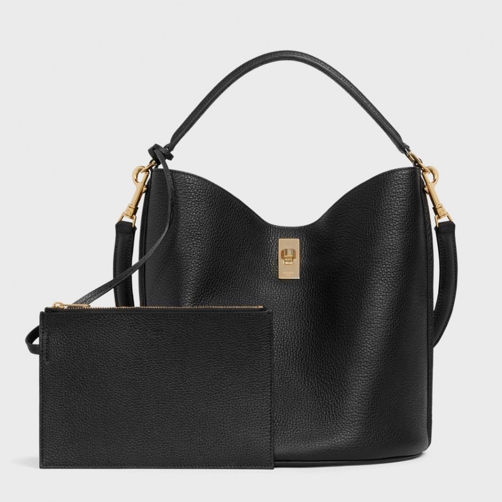 Celine Bucket 16 Bag In Black Grained Calfskin CCBS24069