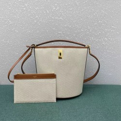 Celine Bucket 16 Bag In Textile and Calfskin CCBS24073