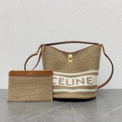 Celine Bucket 16 Bag In Textile with Celine Logo CCBS24074