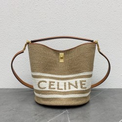 Celine Bucket 16 Bag In Textile with Celine Logo CCBS24074