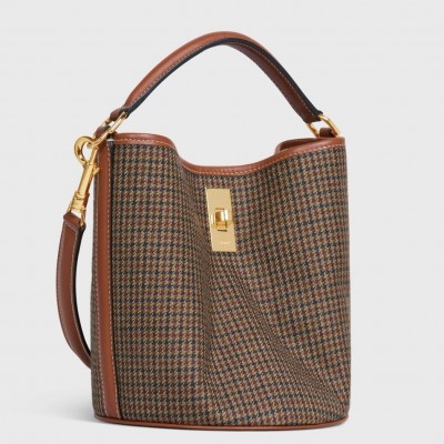 Celine Bucket 16 Bag In Tweed and Calfskin CCBS24075