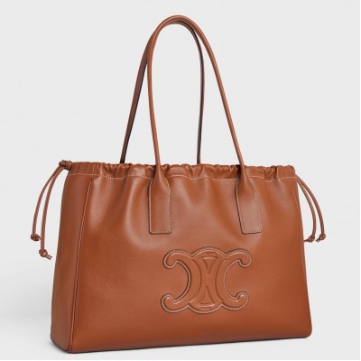 Celine Cabas Drawstring Cuir Triomphe Bag in Brown Calfskin CCBS24094