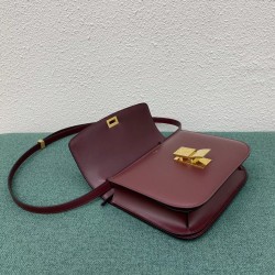 Celine Classic Box Medium Bag In Bordeaux Box Calfskin CCBS24052