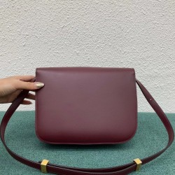 Celine Classic Box Medium Bag In Bordeaux Box Calfskin CCBS24052