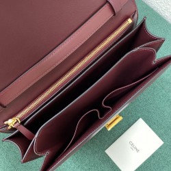 Celine Classic Box Medium Bag In Bordeaux Box Calfskin CCBS24052