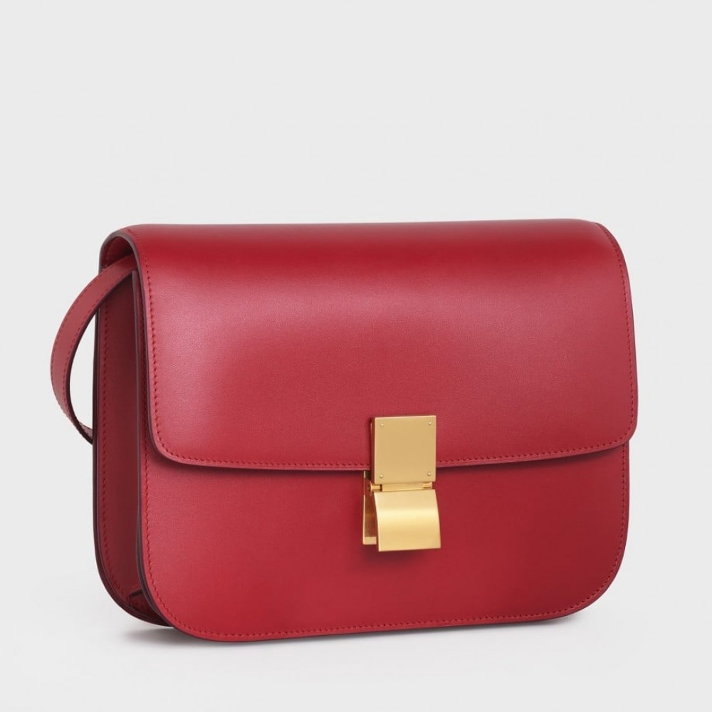 Celine Classic Box Medium Bag In Red Box Calfskin CCBS24056