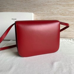 Celine Classic Box Medium Bag In Red Box Calfskin CCBS24056