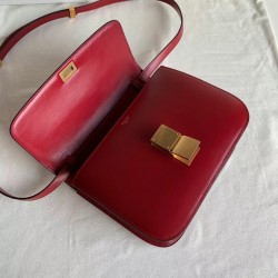 Celine Classic Box Medium Bag In Red Box Calfskin CCBS24056