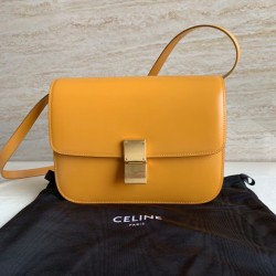 Celine Classic Box Medium Bag In Yellow Box Calfskin CCBS24057