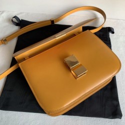 Celine Classic Box Medium Bag In Yellow Box Calfskin CCBS24057