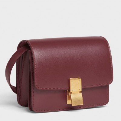 Celine Classic Box Small Bag In Bordeaux Box Calfskin CCBS24061