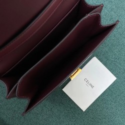 Celine Classic Box Teen Bag In Burgundy Box Calfskin CCBS24066