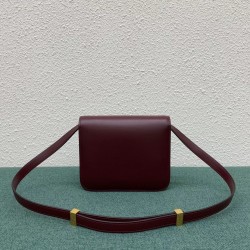 Celine Classic Box Teen Bag In Burgundy Box Calfskin CCBS24066