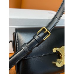 Celine Claude Shoulder Bag in Black Calfskin CCBS24161