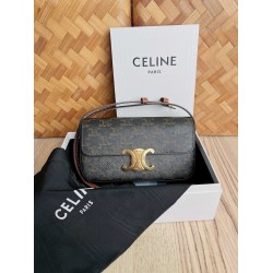 Celine Claude Shoulder Bag in Black Triomphe Canvas CCBS24162