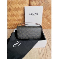 Celine Claude Shoulder Bag in Black Triomphe Canvas CCBS24162