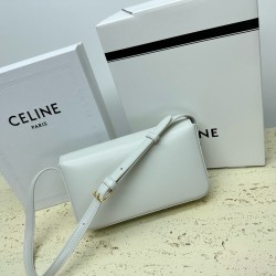 Celine Claude Shoulder Bag in White Calfskin CCBS24164