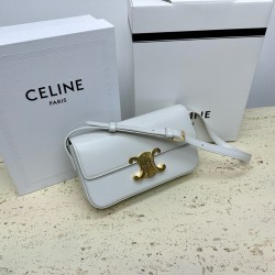 Celine Claude Shoulder Bag in White Calfskin CCBS24164