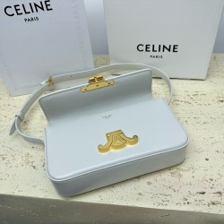 Celine Claude Shoulder Bag in White Calfskin CCBS24164