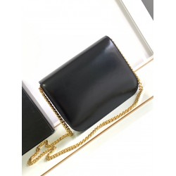 Celine College Triomphe Chain Bag in Black Leather CCBS24166