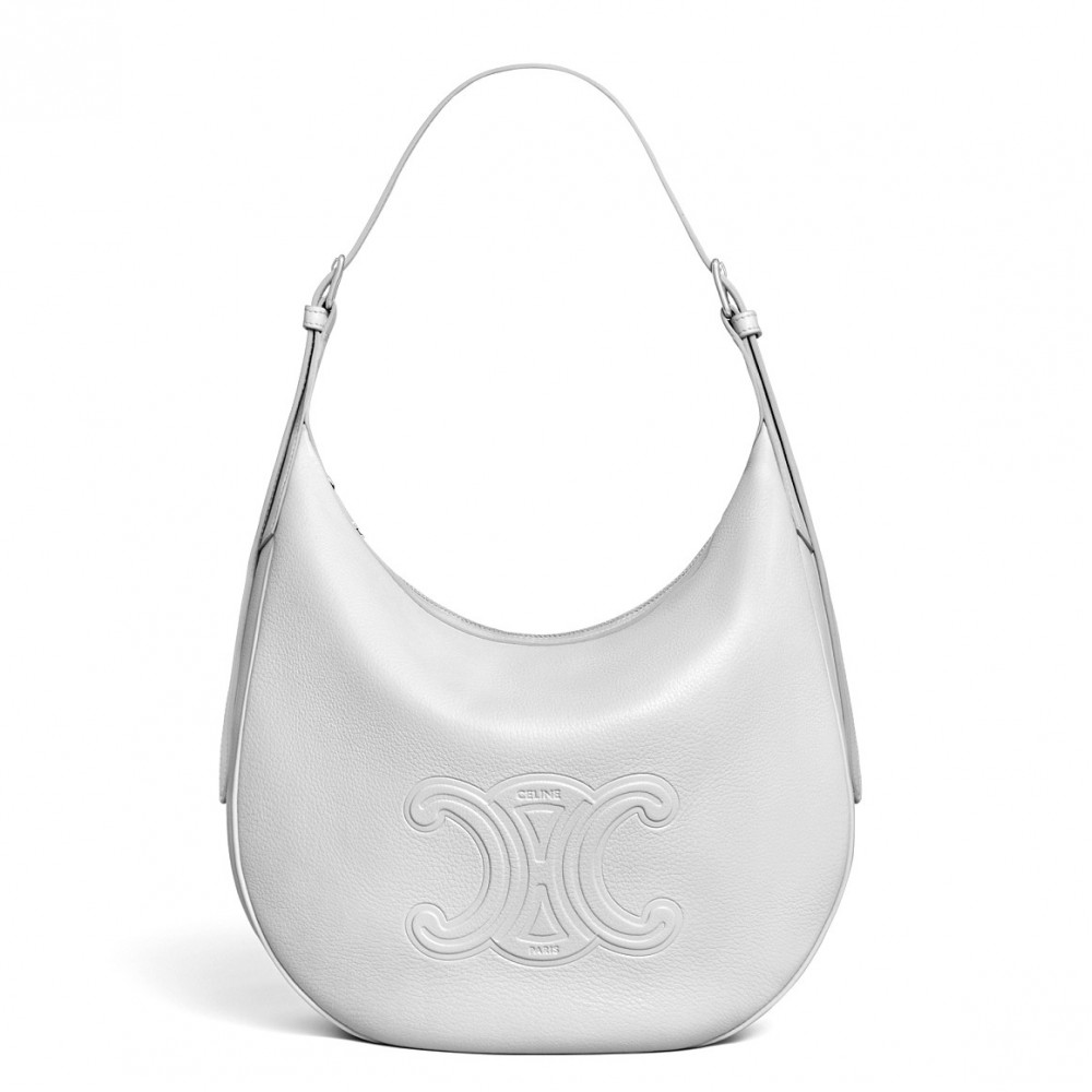 Celine Heloise Cuir Triomphe Bag in White Calfskin CCBS24170