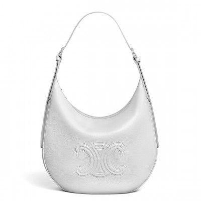 Celine Heloise Cuir Triomphe Bag in White Calfskin CCBS24170