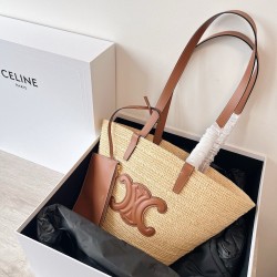 Celine Medium Classic Panier Bag in Raffia CCBS24099