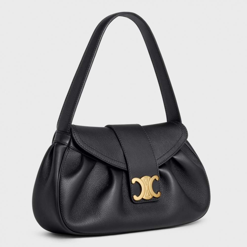 Celine Medium Polly Shoulder Bag in Black Calfskin CCBS24172