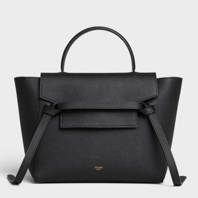 Celine Micro Belt Bag In Black Grained Calfskin CCBS24003